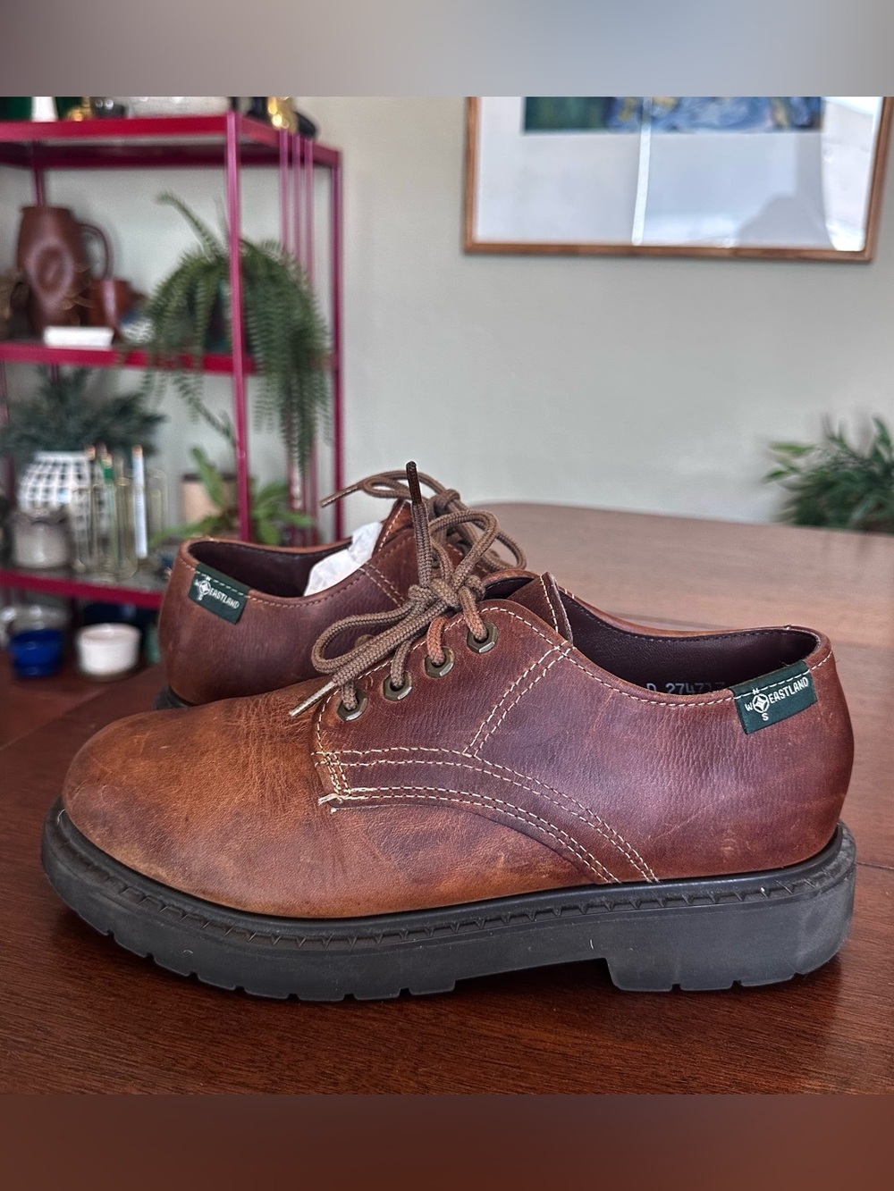 Vintage 90s Eastland Chunky Lace Up Oxford Shoes Brown Leather | Women Size 9.5